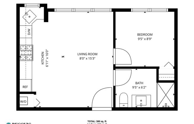 1 bed, 1 bath, 380 sqft, $1,650, Unit 106