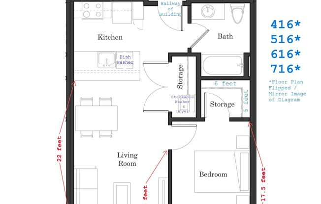 1 bed, 1 bath, 691 sqft, $1,500, Unit 516