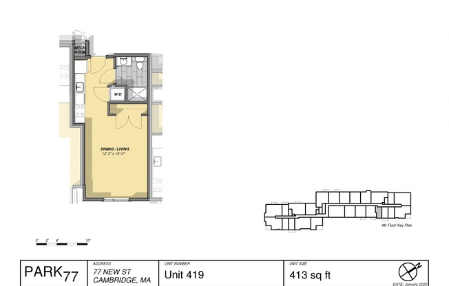 Studio, 1 bath, 413 sqft, $2,700