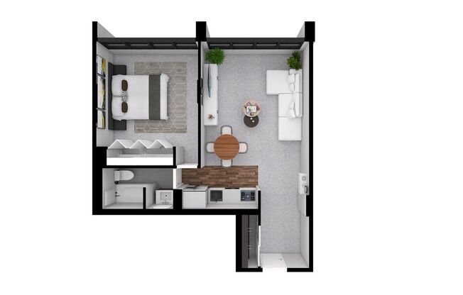 Studio, 1 bath, 480 sqft, $1,330