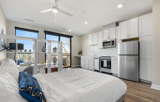 waterford bluffs apartments studio bedroom and kitchen