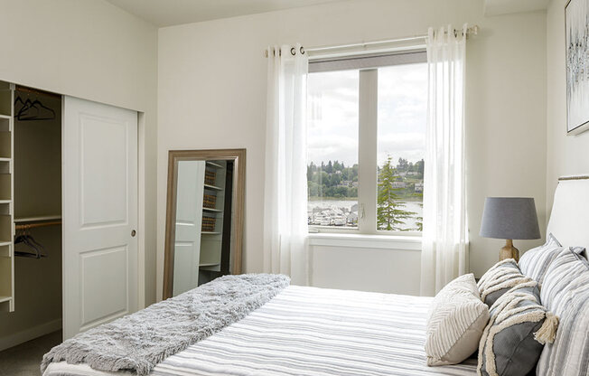 Bedroom with Closet at Harbor Heights 55+ Community, Washington