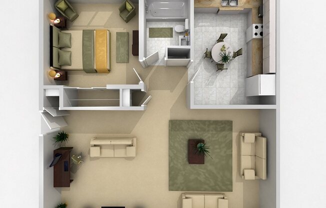 1 bed, 1 bath, 670 sqft, $1,043