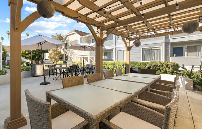 Covered outdoor dining and barbeque area in main courtyard.