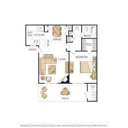1 bed, 1 bath, 620 sqft, $2,634