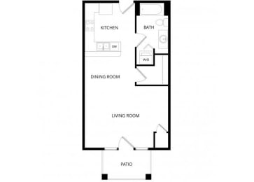 Studio, 1 bath, 558 sqft, $1,270
