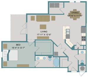 1 bed, 1.5 baths, 1,130 sqft, $1,499