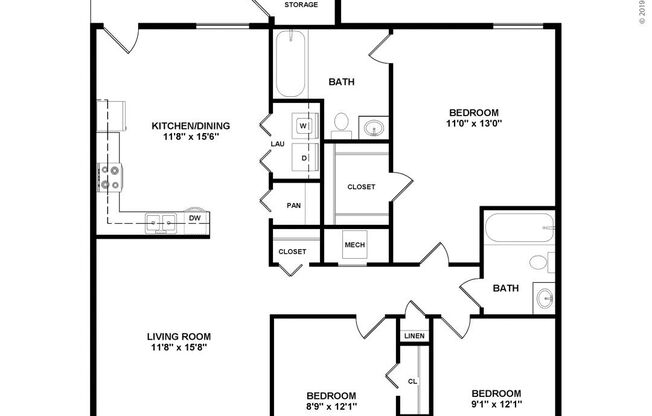 3 beds, 2 baths, 1,094 sqft, $1,445