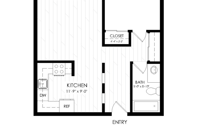 1 bed, 1 bath, 625 sqft, $1,395
