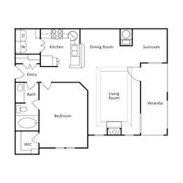 1 bed, 1 bath, 884 sqft, $1,308