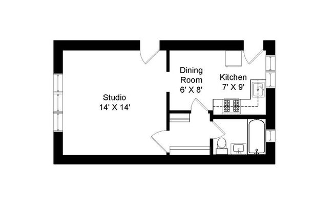 Studio, 1 bath, 475 sqft, $1,550, Unit 621-K3