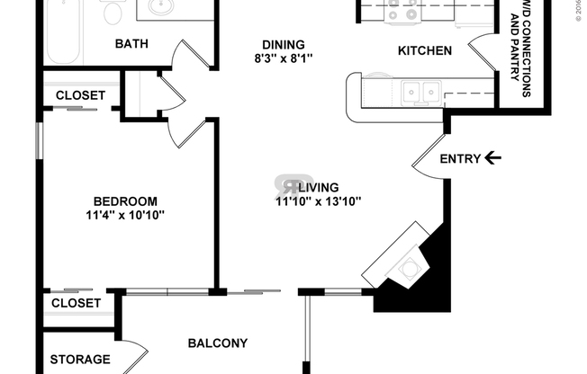 1 bed, 1 bath, 600 sqft, $1,129