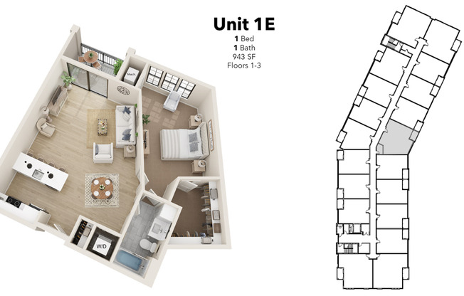 1 bed, 1 bath, 943 sqft, $1,375, Unit 236