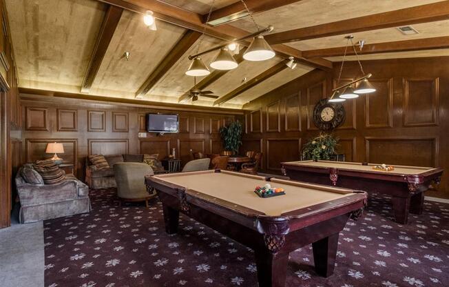 Billiards Table In Clubhouse at Scottsmen Too Apartments, Clovis, California