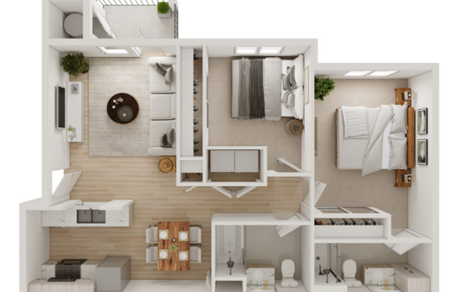 2 beds, 2 baths, 868 sqft, $1,902, Unit 1380-405