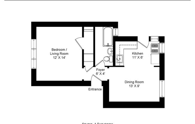 Studio, 1 bath, 520 sqft, $1,695, Unit 630.5-11