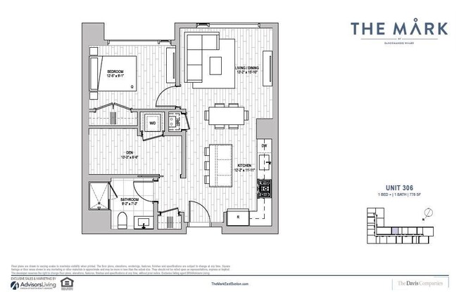 1 bed, 1 bath, 778 sqft, $3,600, Unit 306