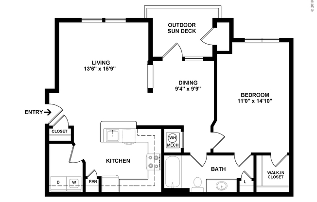 1 bed, 1 bath, 832 sqft, $1,350