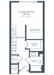 Studio, 1 bath, 468 sqft, $1,975