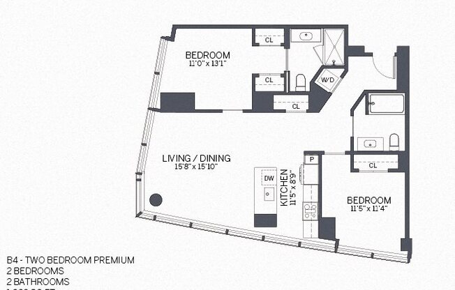 2 beds, 2 baths, 1,125 sqft, $5,507