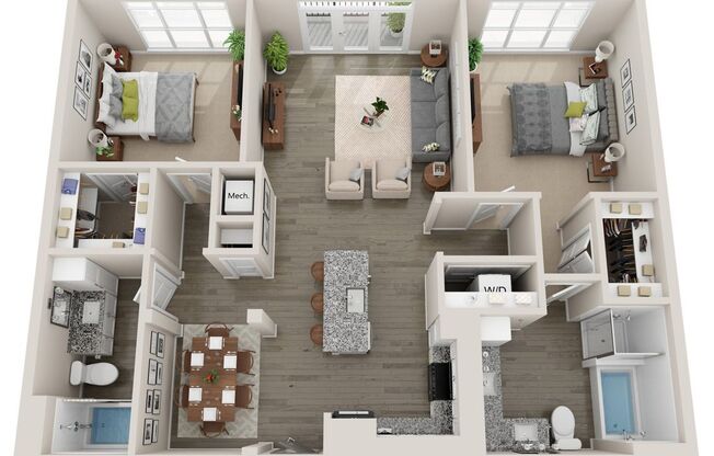 2 beds, 2 baths, 1,280 sqft, $2,980