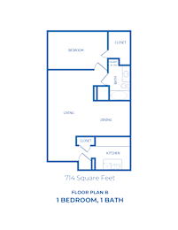 1 bed, 1 bath, 714 sqft, $898