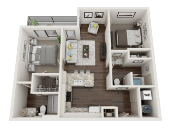 2 beds, 2 baths, 866 sqft, $1,850