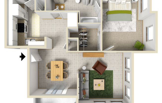 1 bed, 1 bath, 811 sqft, $1,368