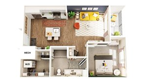 1 bed, 1 bath, 736 sqft, $2,250