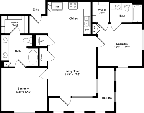 2 beds, 2 baths, 1,049 sqft, $3,658, Unit 1416