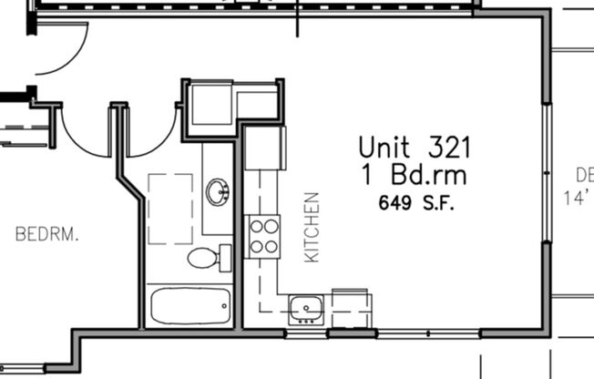 1 bed, 1 bath, 597 sqft, $1,650, Unit 321