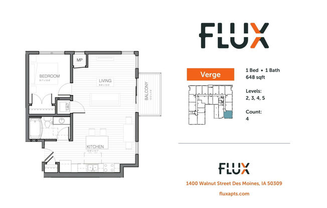 1 bed, 1 bath, 648 sqft, $1,188