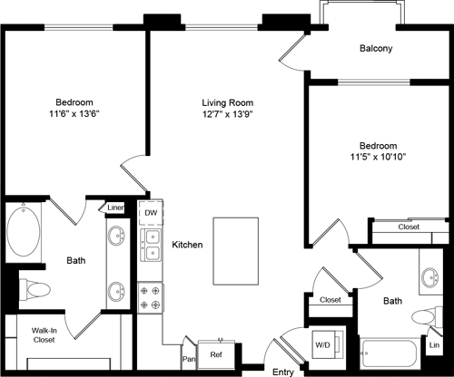 2 beds, 2 baths, 1,012 sqft, $3,593, Unit 1318