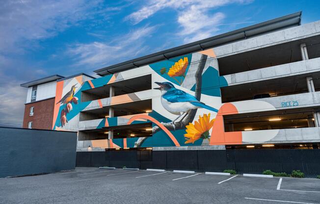Public art adds color to daily life in Beaverton—this striking mural sits just moments from Modera Beaverton, connecting home to the local creative scene.