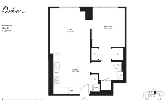 1 bed, 1 bath, 656 sqft, $5,500, Unit 10F