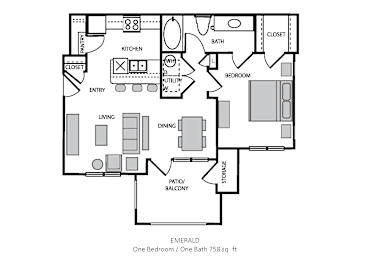 1 bed, 1 bath, 758 sqft, $1,475