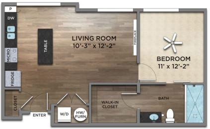 1 bed, 1 bath, 699 sqft, $1,550