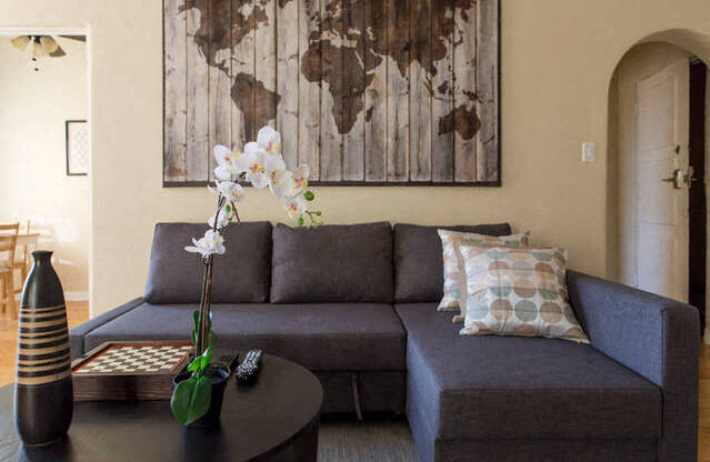 living room with model furniture