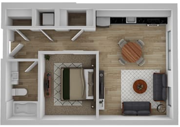 1 bed, 1 bath, 555 sqft, $1,438