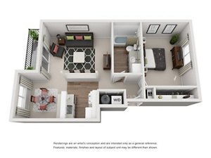 1 bed, 1 bath, 696 sqft, $1,682