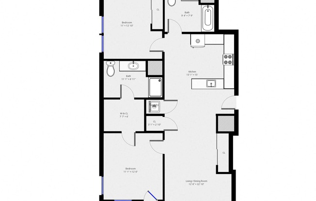 2 beds, 2 baths, $3,795