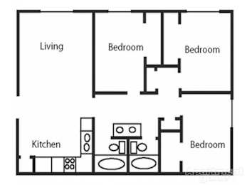 3 beds, 2 baths, 1,090 sqft, $1,550