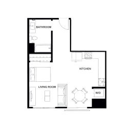 Studio, 1 bath, 540 sqft, $1,713