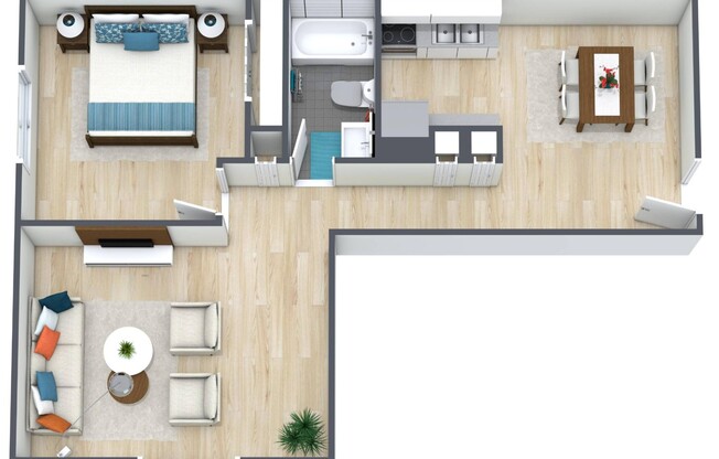 1 bed, 1 bath, 632 sqft, $945
