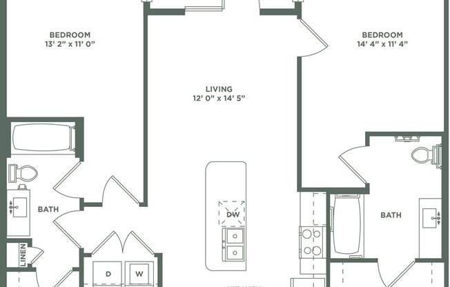2 beds, 2 baths, 1,101 sqft, $1,643