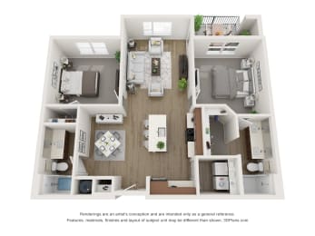 2 beds, 2 baths, 1,147 sqft, $2,050