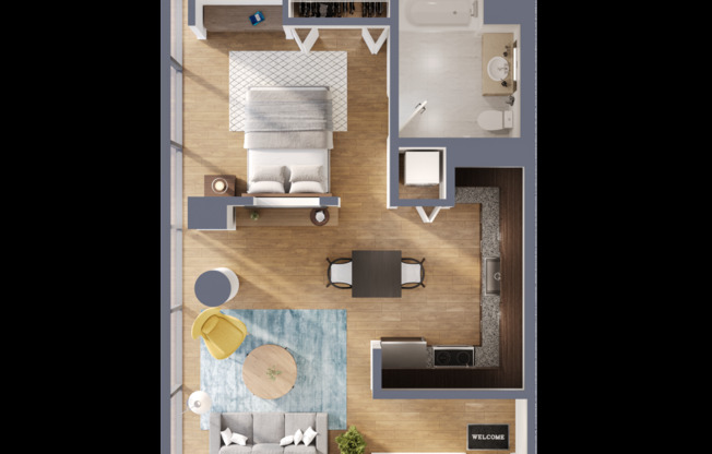 1 bed, 1 bath, 614 sqft, $2,632