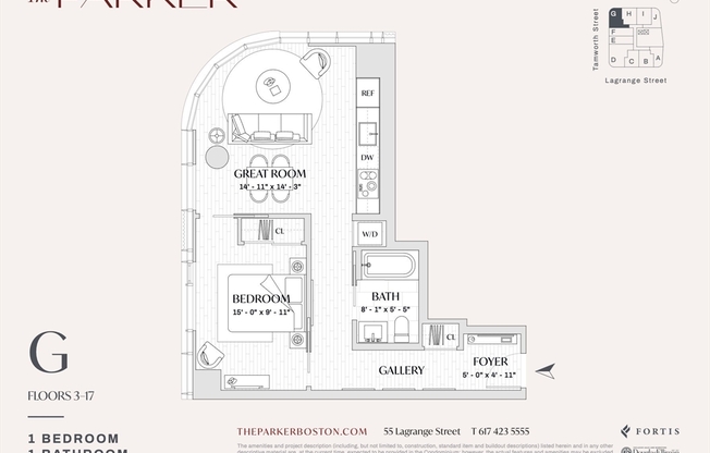 1 bed, 1 bath, 655 sqft, $4,500, Unit 807