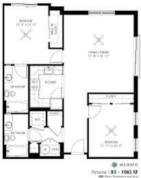 2 beds, 2 baths, 1,077 sqft, $2,276