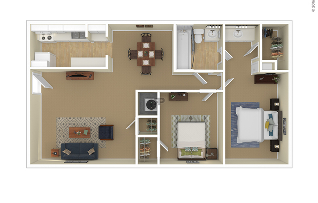 2 beds, 1 bath, 984 sqft, $1,045